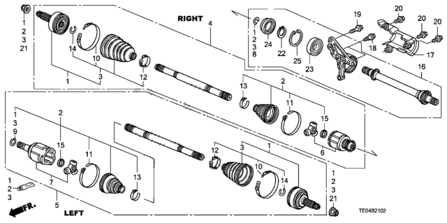 2009 Honda Accord Driveshaft - Half Shaft (V6) Diagram