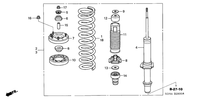 2004 Honda Accord Front Shock Absorber Diagram