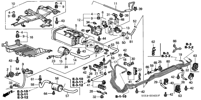 1999 Honda Odyssey Canister Assembly Diagram for 17011-S0X-A00