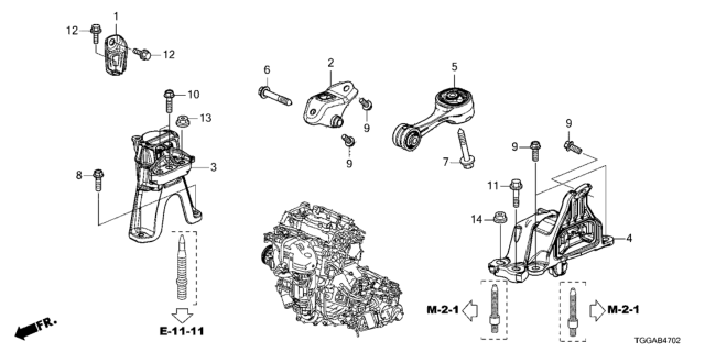 2021 Honda Civic Engine Mounts Diagram