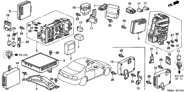 2002 Honda Accord Control Unit (Cabin) Diagram
