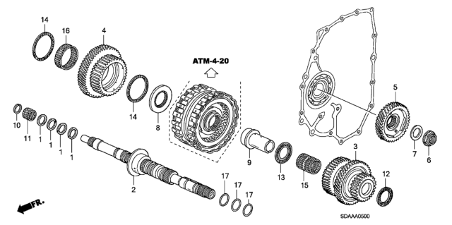 2007 Honda Accord 4 Door EX KA 5AT AT Mainshaft (L4) Diagram