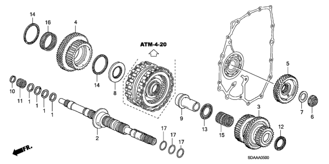 2007 Honda Accord AT Mainshaft (L4) Diagram