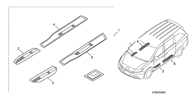 2015 Honda Odyssey Garnish, L. RR. Step Diagram for 08F05-TK8-10004