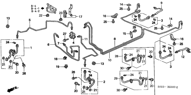 1997 Honda Civic 2 Door DX (A/C) KR 5MT Brake Lines Diagram