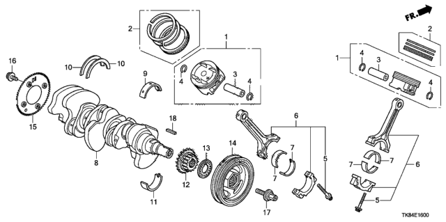 2016 Honda Odyssey Ring Set (Os) (0.25) Diagram for 13021-R70-A12