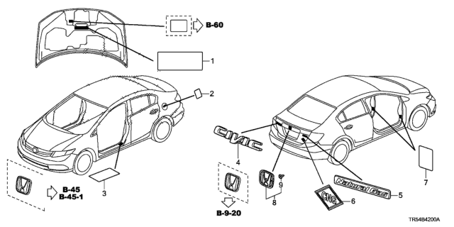 2012 Honda Civic Emblem, Rear (Natural Gas) Diagram for 75723-TR5-A01