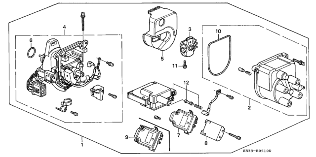 1994 Honda Civic 3 Door SI (ABS) KA 5MT Distributor (TEC) Diagram