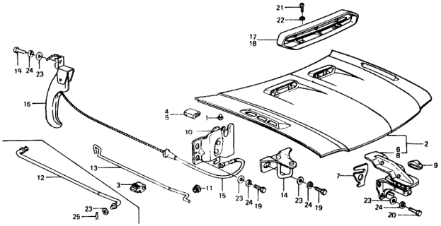 1977 Honda Civic Hood Diagram