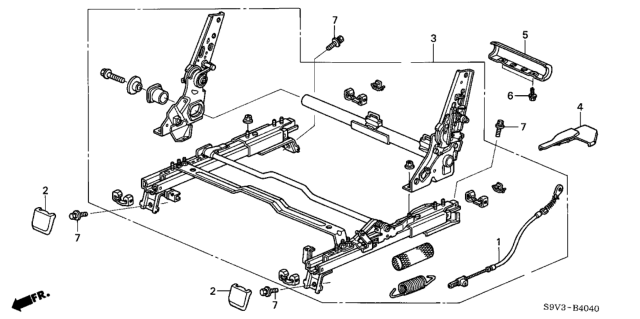 2003 Honda Pilot Middle Seat Components (Driver Side) Diagram