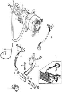 1980 Honda Prelude A/C Bracket - Fan - Unit Diagram