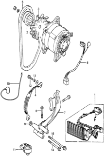 1982 Honda Prelude Belt, Alternator Diagram for 38763-PB3-003