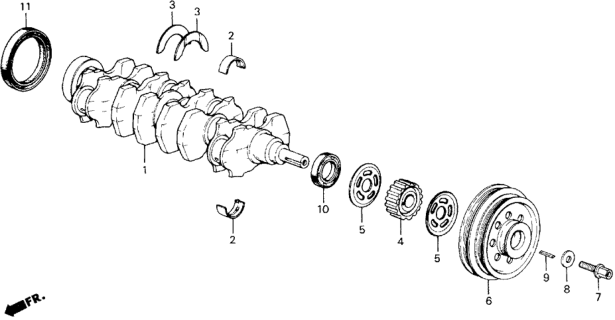 1989 Honda Accord 2 Door SEI KA 5MT Crankshaft - Pulley Diagram
