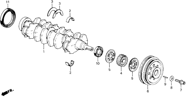 1989 Honda Accord Crankshaft - Pulley Diagram