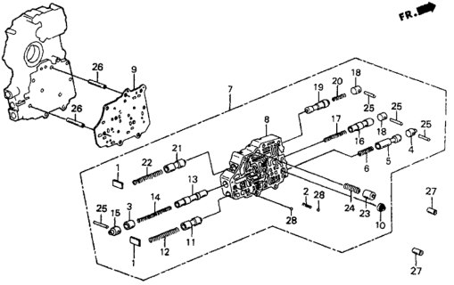 1987 Honda CRX 2 Door DX KA 4AT 4AT Secondary Body Diagram