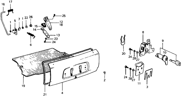 1977 Honda Civic Trunk Lid Diagram