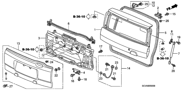 2008 Honda Element Tailgate Diagram