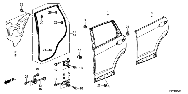 2015 Honda CR-V Weatherstrip,R RR Door Diagram for 72810-T1W-A11