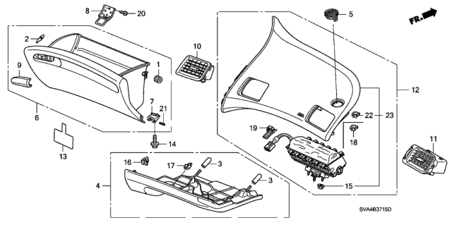 2009 Honda Civic Knob, L. Glove Box *NH167L* (GRAPHITE BLACK) Diagram for 77545-SNA-A01ZC