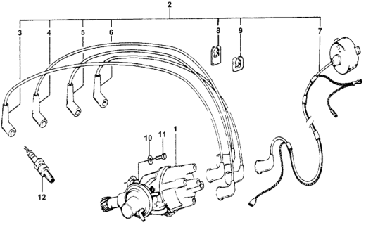 1977 Honda Accord Distributor Assembly Diagram for 30100-657-811