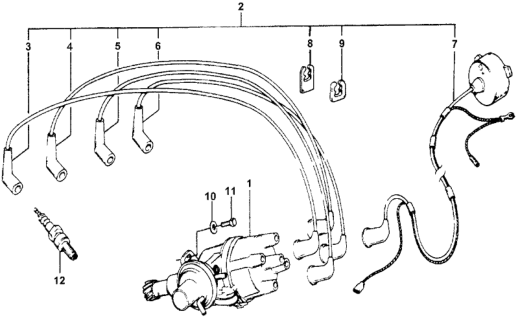 1978 Honda Accord Wire, Ignition Center Diagram for 32723-671-671