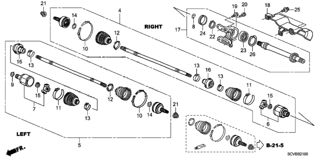 2011 Honda Element Driveshaft - Half Shaft Diagram