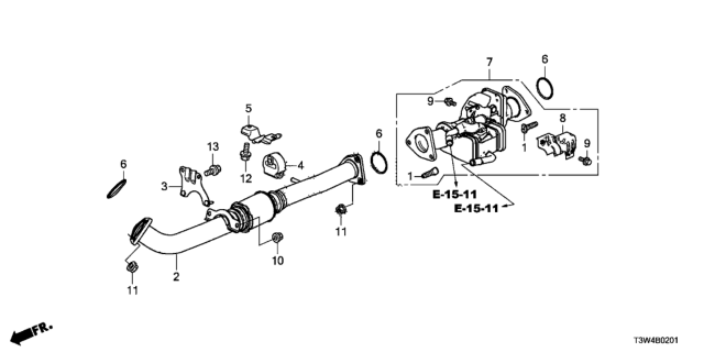 2017 Honda Accord Hybrid Pipe A, Exhuast Diagram for 18210-T3W-A51