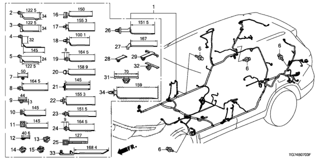 2017 Honda Pilot Wire Harness, Floor (Include Hdmi Cord) Diagram for 32107-TG8-A41