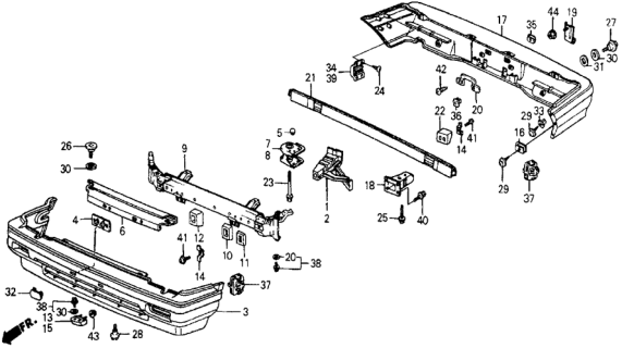 1985 Honda Civic Beam, FR. Bumper Diagram for 62550-SD9-661