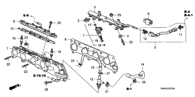 2009 Honda CR-V Hose A, Fuel Feed Diagram for 16721-RRA-A01