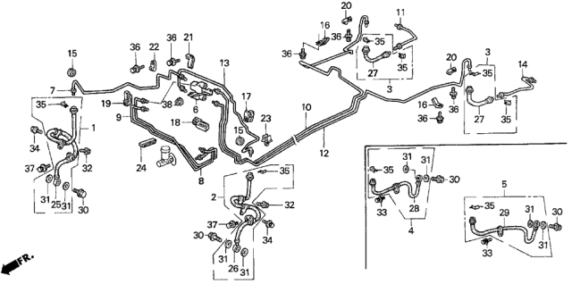 1994 Honda Del Sol 2 Door V-TEC KA 5MT Brake Lines Diagram