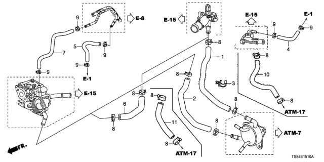 2012 Honda Civic Water Hose (1.8L) Diagram