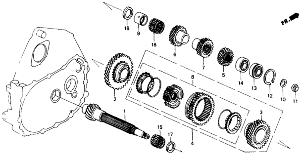 1991 Honda Civic MT Countershaft Diagram