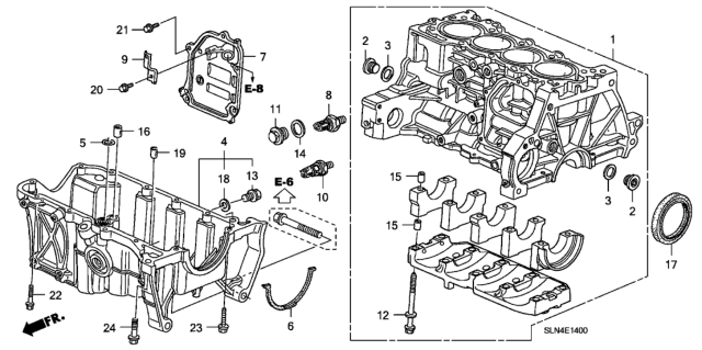 2007 Honda Fit 5 Door BASE KA 5MT Cylinder Block - Oil Pan Diagram
