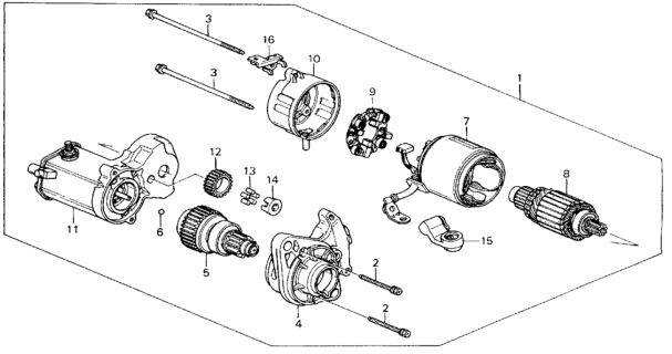1991 Honda Civic 4 Door LX KA 4AT Starter Motor (Denso) Diagram