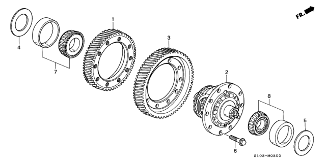 2000 Honda CR-V Differential Diagram for 41100-PBX-000