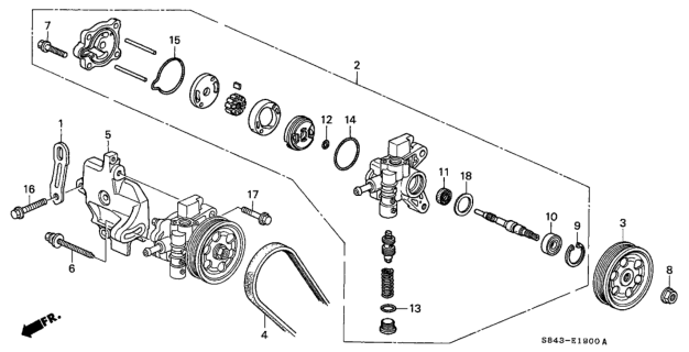 2000 Honda Accord P.S. Pump - Bracket (L4) Diagram