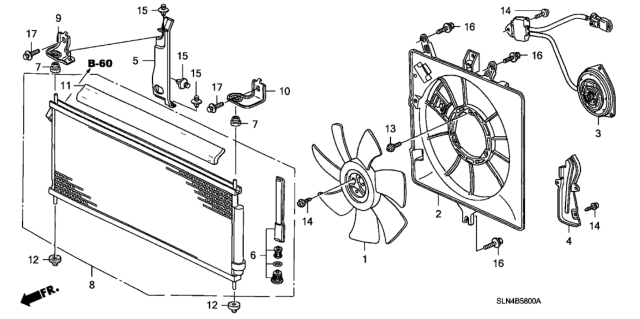 2008 Honda Fit 5 Door BASE KA 5MT A/C Condenser Diagram