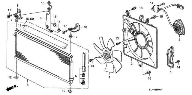 2008 Honda Fit Cover, Condenser Diagram for 74149-SLN-A00