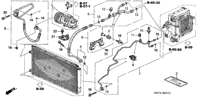 2004 Honda Pilot 5 Door EXL (RES) KA 5AT A/C Hoses - Pipes Diagram