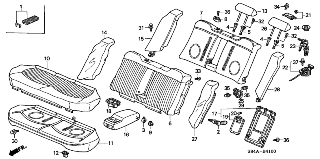 2002 Honda Accord 4 Door DX KA 5MT Rear Seat Diagram