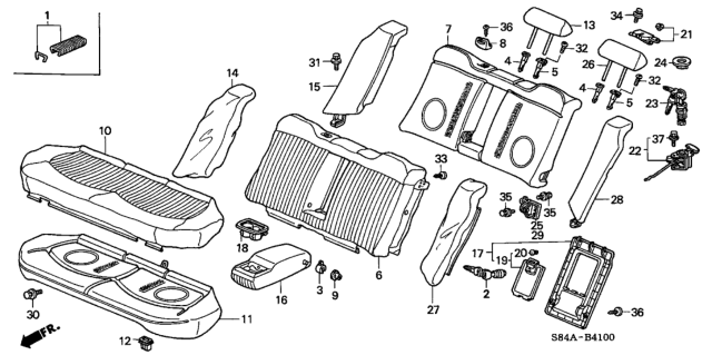 2002 Honda Accord Cover, Rear Seat Cushion Trim (Light Quartz Gray) (Leather) (Ts Tech) Diagram for 82131-S87-A65ZB