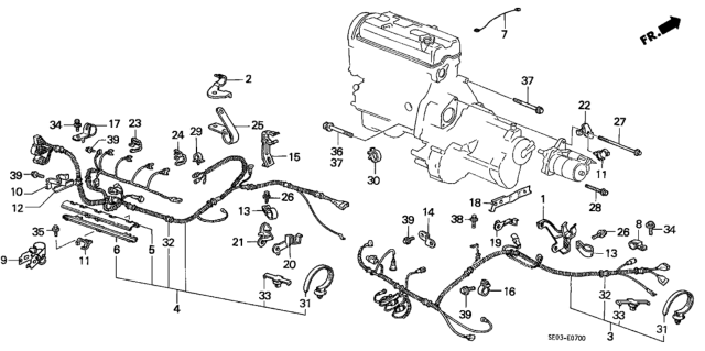 1986 Honda Accord Sub-Wire, Engine Diagram for 32110-PH4-671