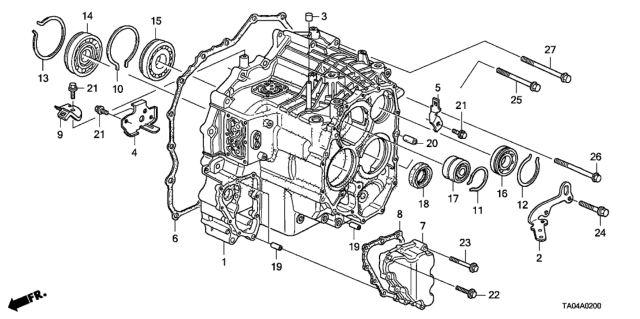 2011 Honda Accord 4 Door EX-L KA 5AT AT Transmission Case (L4) Diagram