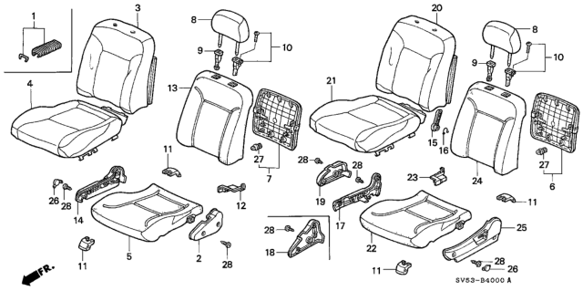 1994 Honda Accord 5 Door LX KA 5MT Front Seat Diagram