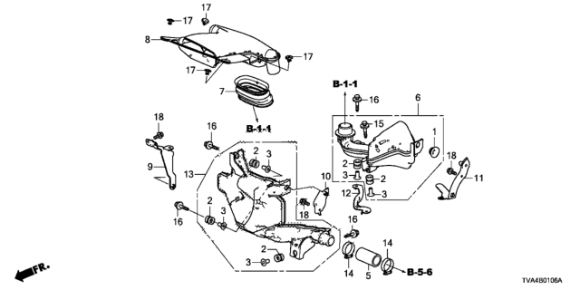 2021 Honda Accord Duct Assembly, Air Inlet Diagram for 17252-6B2-A00