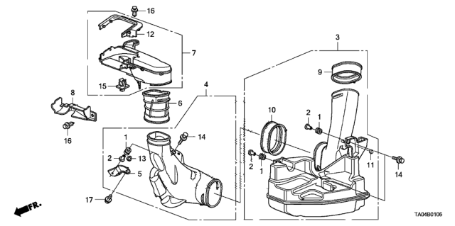 2008 Honda Accord Cover, Air In. Diagram for 17255-R70-A00