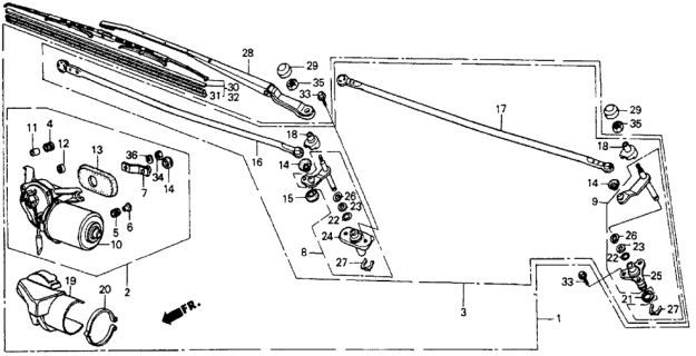 1985 Honda CRX Blade, Windshield Wiper (Passenger Side) Diagram for 38480-SB2-672