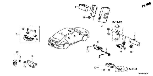 2014 Honda Accord Fob Assembly, Entry Key (Driver 1) Diagram for 72147-T3V-A31