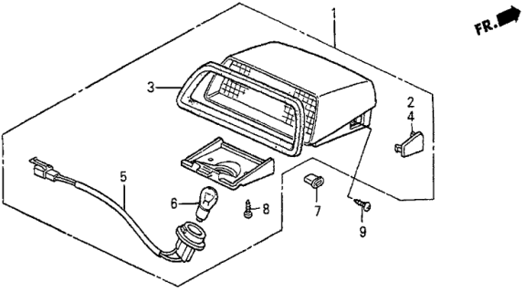 1987 Honda Prelude 2 Door SI KA 5MT High Mount Stop Light Diagram